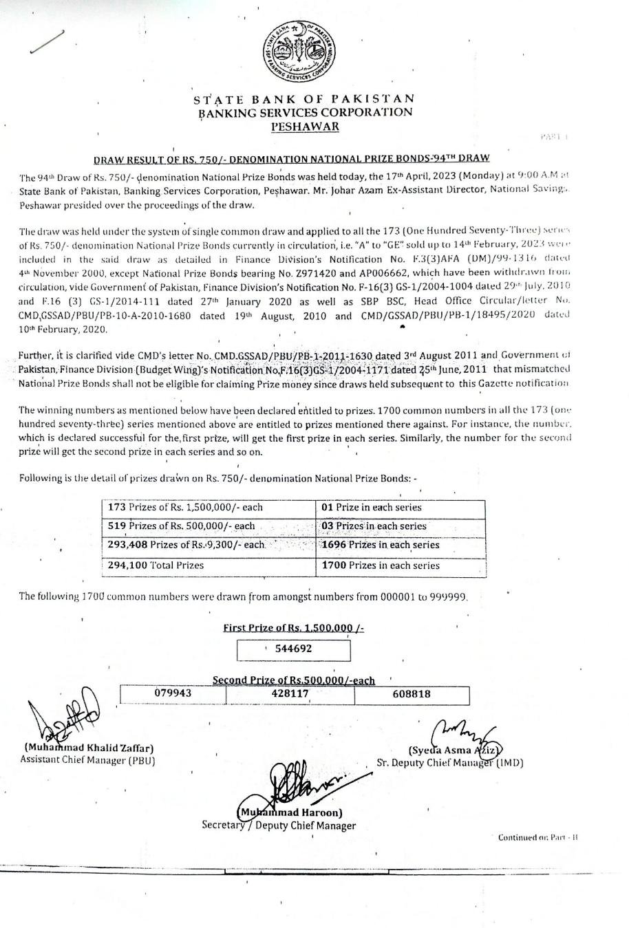 Prize bond check online 750 - Prize Bond Guru